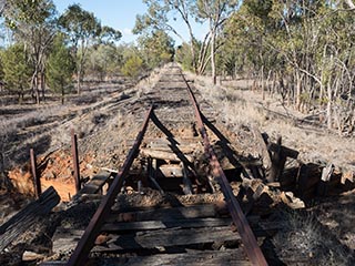 Collapsing bridge on abandoned railway line between Nyngan and Girilambone, New South Wales