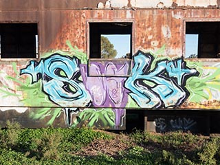 graffiti on abandoned railway carriage