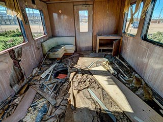 interior of abandoned lounge car