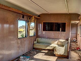 interior of abandoned lounge car