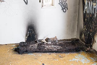 Burnt mattress in St. John's Orphanage