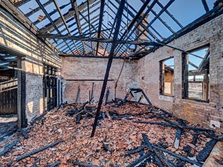 Burnt-out room in St. John's Orphanage