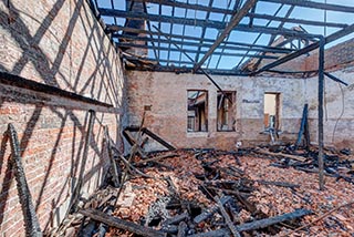 Burnt-out room in St. John's Orphanage