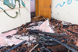 Fire damaged floor in St. John's Orphanage