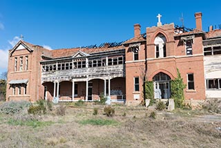 Fire damaged ruins of St. John's Orphanage