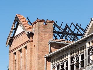 Fire damaged roof of St. John's Orphanage