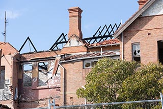 Fire damaged ruins of St. John's Orphanage
