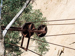 Pulley on old steam crane at Wondabye Quarry