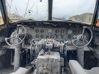 Controls of Convair 240 airliner