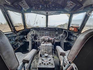 Cockpit of Convair 240 airliner