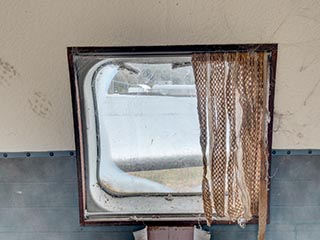Curtained window of Convair 240