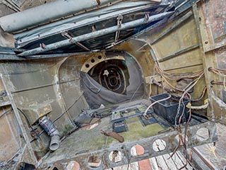 Interior of wrecked Ryan Navion aircraft