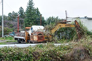 Truck and disused excavator, Tochigi Prefecture, Japan
