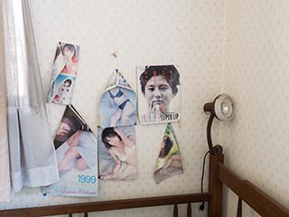 Posters in abandoned bedroom, Kanagawa Prefecture, Japan