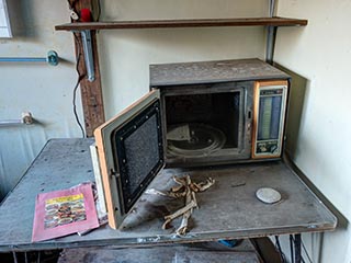 Microwave oven in abandoned Japanese house