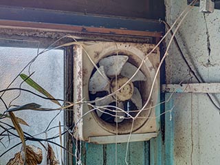 Kitchen fan in abandoned Japanese house