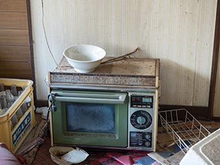 Microwave oven in abandoned Japanese house