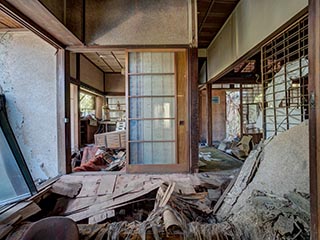 Collapsing house, Kanagawa Prefecture, Japan