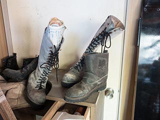 Boots in abandoned apartment, Kanagawa Prefecture, Japan