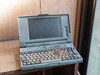 Computer in abandoned Japanese house