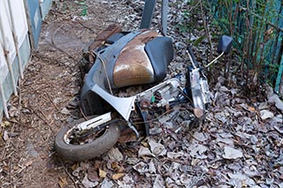 Abandoned motor scooter