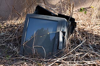 Television Dumped outside Abandoned Love Hotel New Green