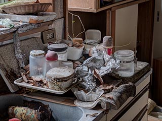 Kitchen counter in abandoned house