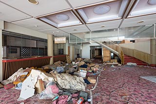 Abandoned Hotel Suzukigaike Garbage Strewn Lobby