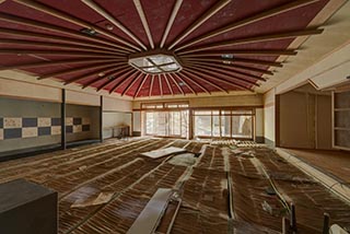 Hall with Collapsing Floor in Abandoned Hotel Suzukigaike