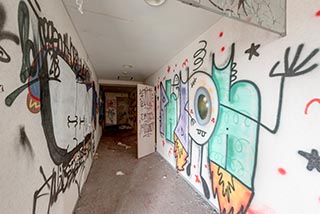 Abandoned Hotel Tropical Corridor Graffiti