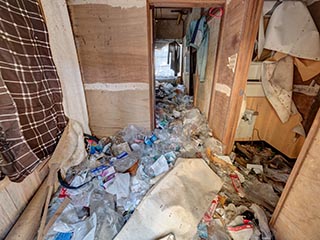 Garbage filled cottage at abandoned love hotel Century