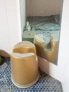Bathroom stool in abandoned love hotel Century