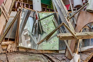 Abandoned Love Hotel Don Quixote Mirror in Collapsing Cottage