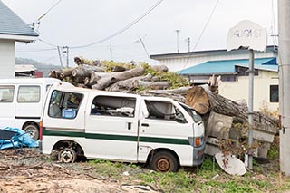 Crushed Van in Murayama, Japan