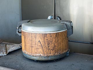 Rice cooker in abandoned Japanese Restaurant