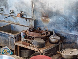 Kitchen of abandoned Japanese Restaurant
