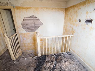 upstairs landing in abandoned house