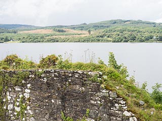 view from battlements of Innis Chonnel Castle