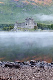 Kilchurn Castle by Loch Awe, Scotland, on a Misty Morning
