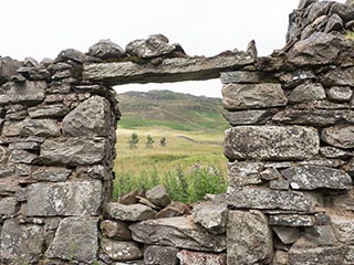 window of ruined stone building