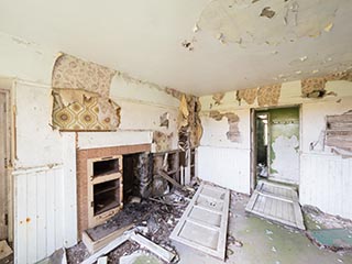 living room in abandoned house