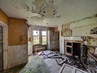living room in abandoned house