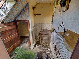 upstairs landing in abandoned house