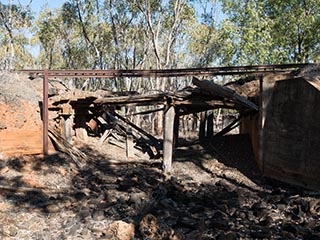 Collapsing bridge on abandoned railway line between Nyngan and Girilambone, New South Wales