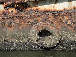 starboard hawsepipe of HMAS Karangi