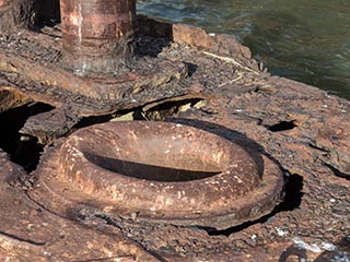 hawsepipe of HMAS Karangi