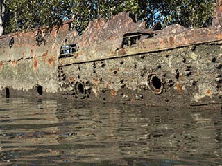 closeup view of hull of HMAS Karangi