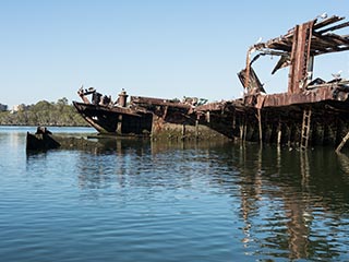 Wreck of SS Mortlake Bank, Homebush Bay, Sydney, Australia