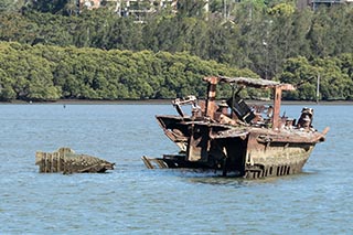 Wreck of SS Mortlake Bank, Homebush Bay, Sydney, Australia