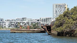 Wreck of SS Mortlake Bank, Homebush Bay, Sydney, Australia